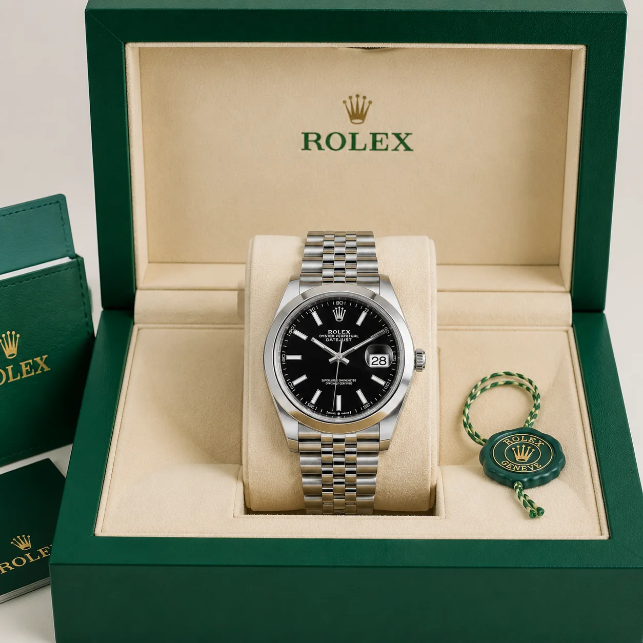 Rolex Datejust m126300-0002 41mm Black Dial Smooth Bezel AI 头图 5 - 包装盒 [ai-shot:box-shot]