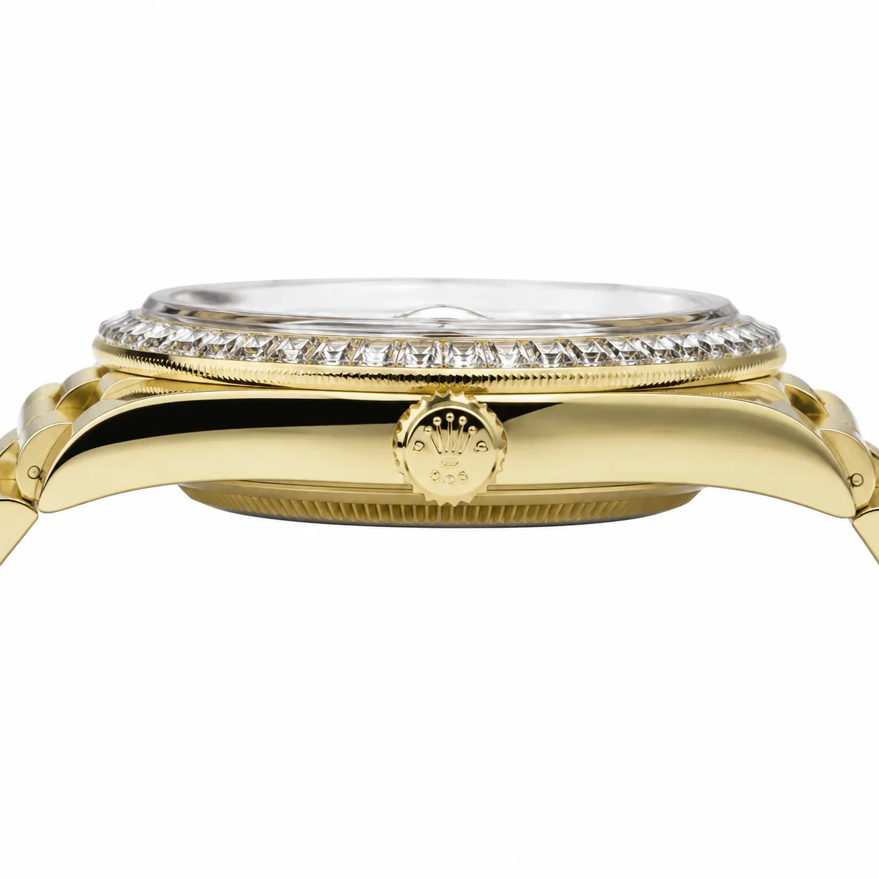 Rolex Day-Date m228398tbr-0001 40mm Calibre 3255 White / Diamond-Set Bezel 18K Yellow Gold AI 头图 2 - 侧面细节 [ai-shot:side-detail]
