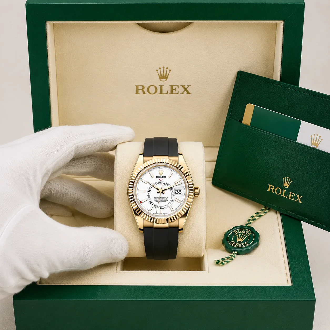 Rolex Cosmograph Daytona m336238-0003 40mm White Dial Tachymeter Bezel 18K Yellow Gold AI 头图 5 - 包装盒 [ai-shot:box-shot]