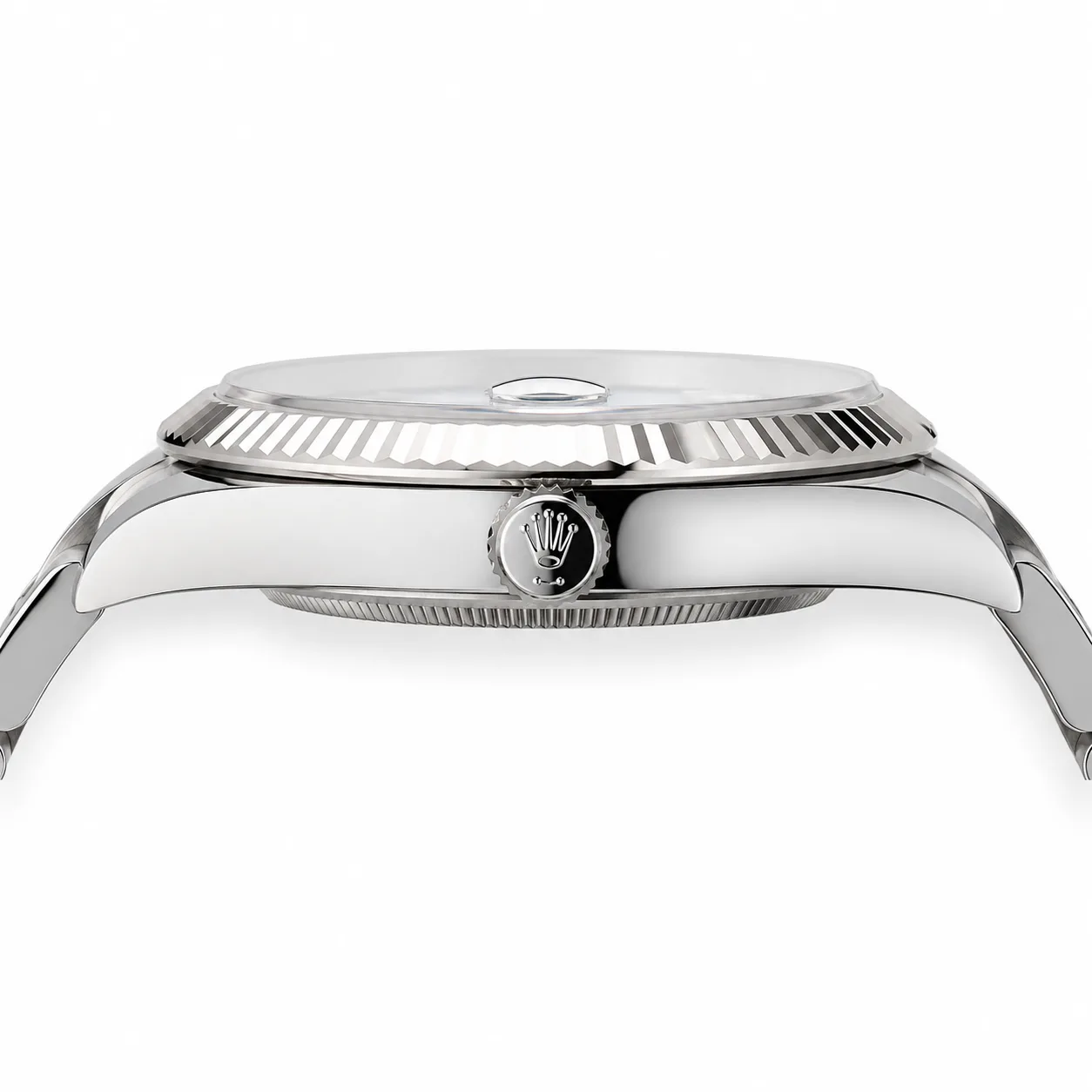 Rolex Datejust m126334-0025 41mm Blue Dial Fluted Bezel 904L Stainless Steel and 18K White Gold AI 头图 2 - 侧面细节 [ai-shot:side-detail]