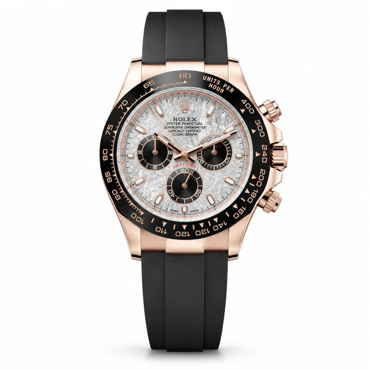 Rolex Cosmograph Daytona 116515LN-0055 Cal.4130 Meteorite Dial Black Bezel Everose Gold AI 头图 1 - 白底全貌 [ai-shot:full-white]