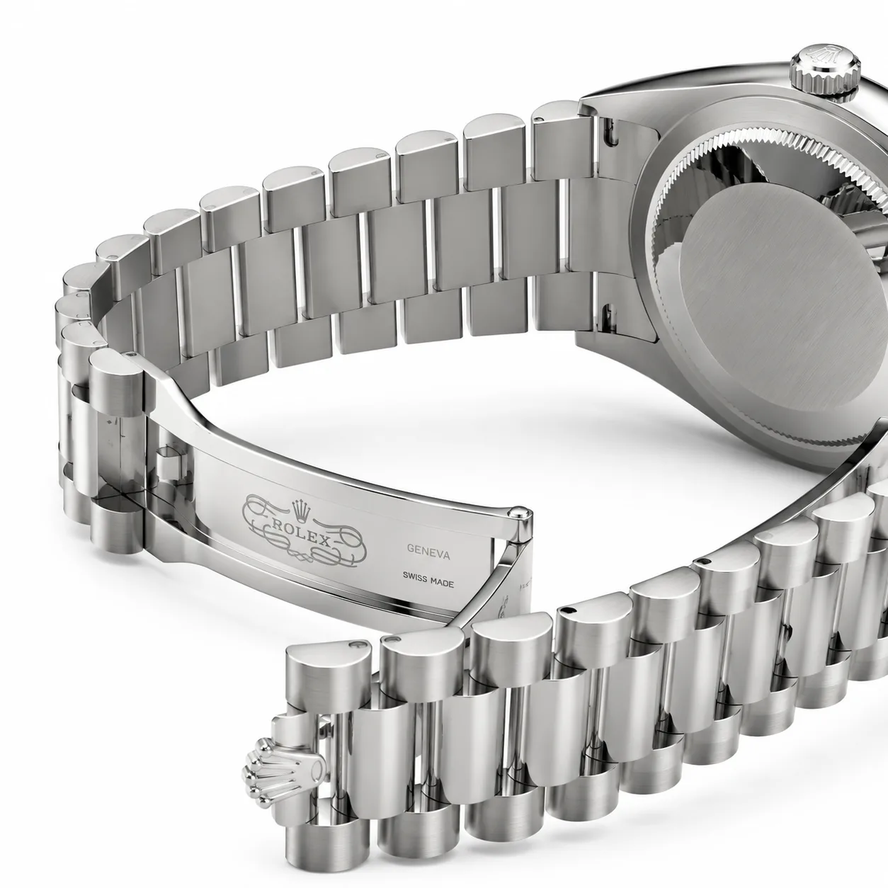 Rolex Day-Date m128239-0023 36mm Blue Dial Fluted Bezel 18K White Gold AI 头图 3 - 表扣表链 [ai-shot:bracelet-clasp]