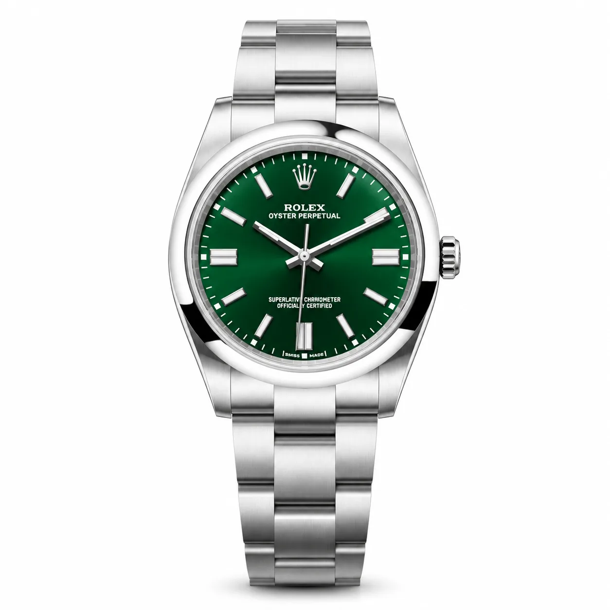 Rolex Oyster Perpetual m126000-0003 36mm Green Dial Smooth Bezel AI 头图 1 - 白底全貌 [ai-shot:full-white]